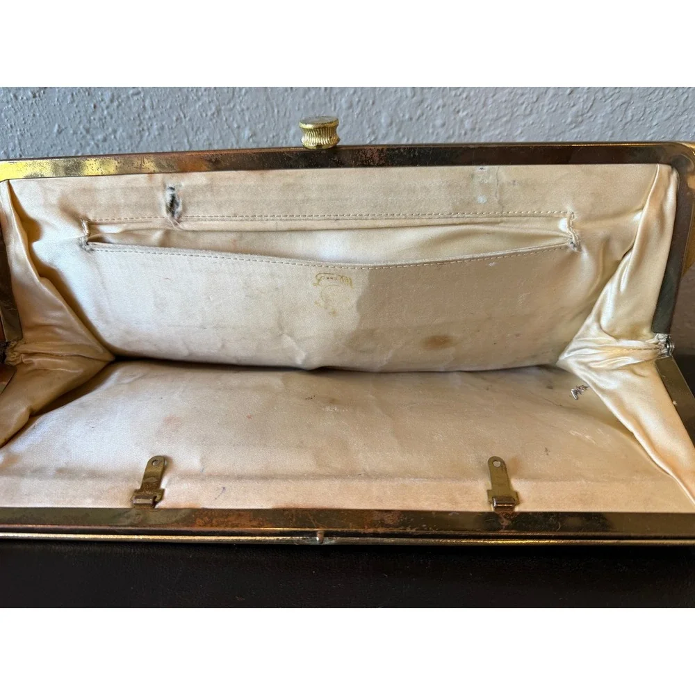 Vintage‎ Gold Metallic Clutch Evening Bag Party Prom Special Occasion